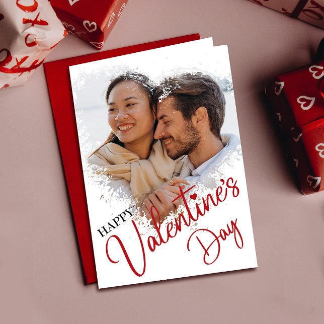 Cartão com fotos cardíaco personalizado do dia do  (Cherish memories with a Valentine's card featuring you and your loved one, expressing your bond.)
