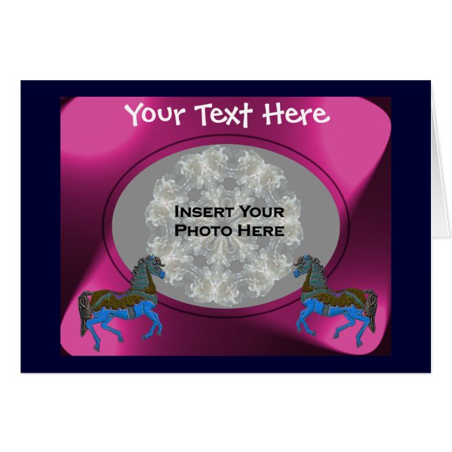 Cartão com fotos Carrossel Colorido (Frente Horizontal)