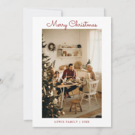 Cartão com fotos Classic Red Merry Christmas Famil