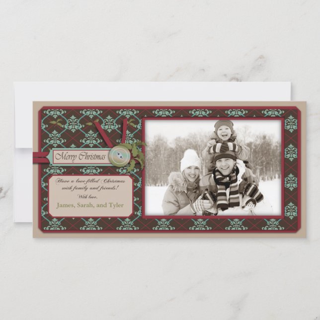 Cartão com fotos Clássico de Natal (Frente)