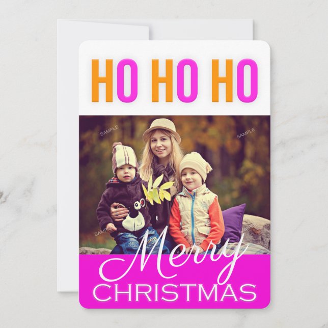 Cartão com fotos Colorida Ho Ho Ho (Frente)