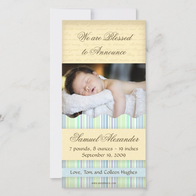 Cartão com fotos com distribuição de doces: Menino (Frente)