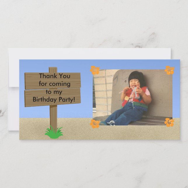 Cartão com fotos customizável do sinal da praia (Frente)