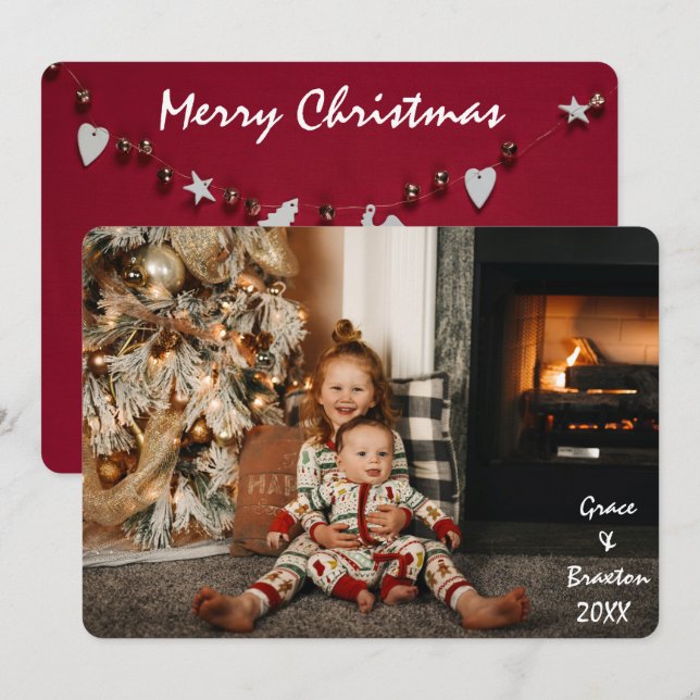 Cartão com fotos da Família de Felizes anos novos  (Frente/Verso)