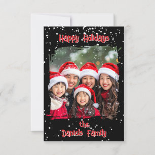 Cartão com fotos da família de neve de Natal