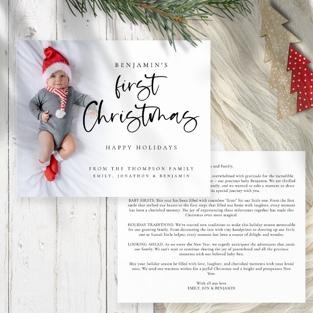 Cartão com fotos da Newsletter de Natal do Budget  (Front and back view. Budget price value 4.5 x 5.6" with your newsletter on the back)