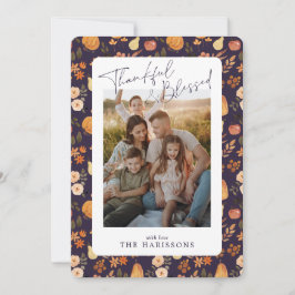 Cartão com fotos de Ação de Graças com padrão de o