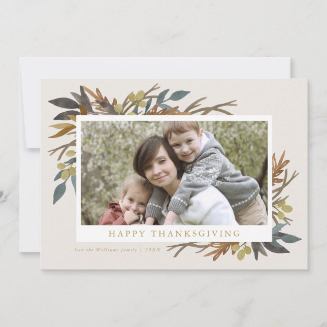 Cartão com fotos de Ação de Graças do Buquê de out (Frente)