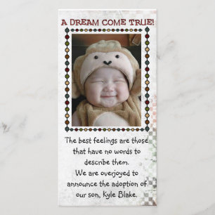 cartão com fotos de adoção