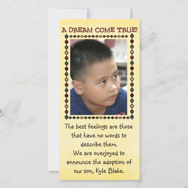 cartão com fotos de adoção (Frente)