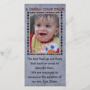 cartão com fotos de adoção