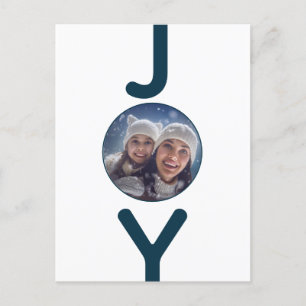 Cartão com fotos de alegria azul-natalino