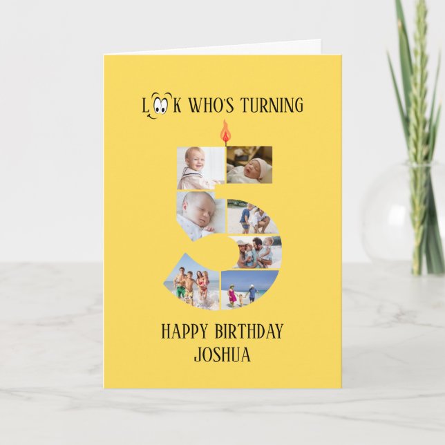 Cartão com fotos de Aniversário 5 (Frente)