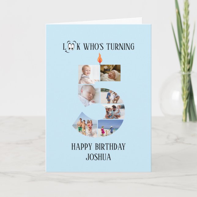 Cartão com fotos de Aniversário 5 (Frente)