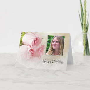 Cartão com fotos de aniversário com rosa