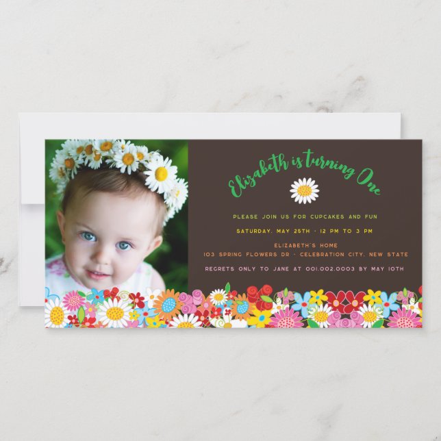 Cartão com fotos de aniversário da Garden Girl Spr (Frente)