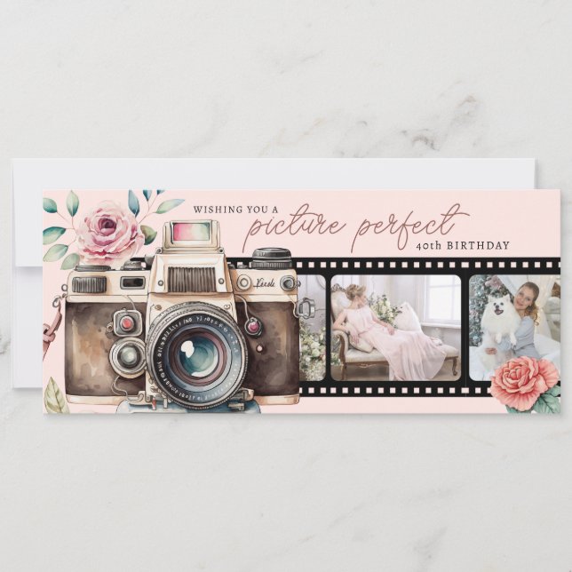 Cartão com fotos de aniversário negativo do filme (Frente)