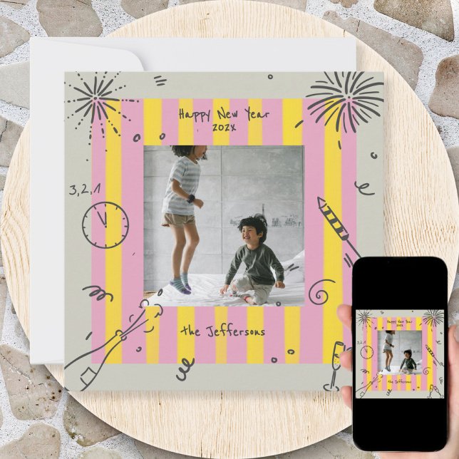 Cartão com fotos de ano novo com rabisco (Criador carregado)