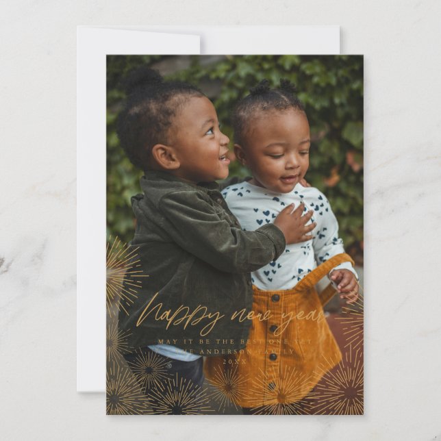 Cartão com fotos de Ano Novo do Starburst (Frente)