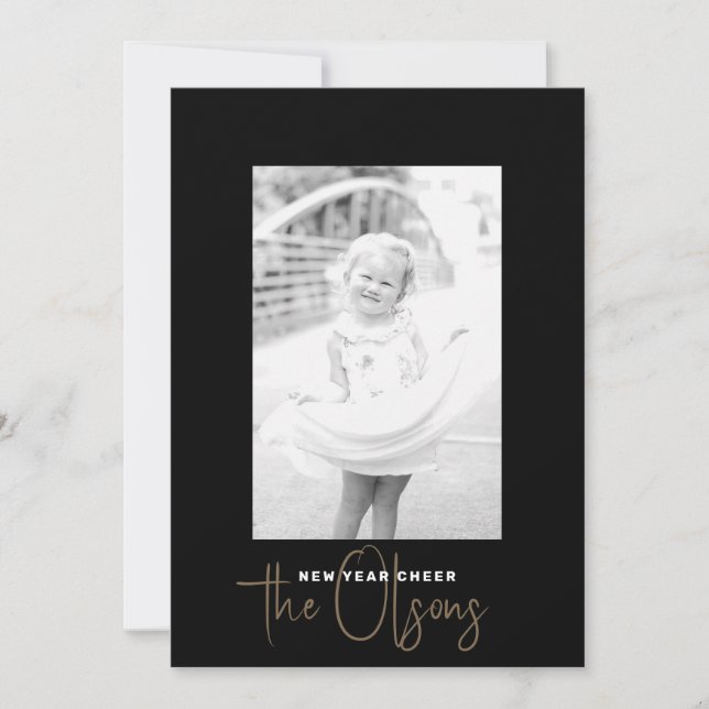 Cartão com fotos de Anos novos Pretos para Quadrin (Frente)