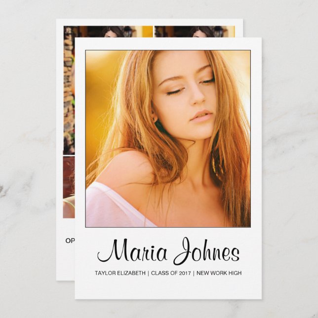 Cartão com fotos de anúncio de graduação (Frente/Verso)