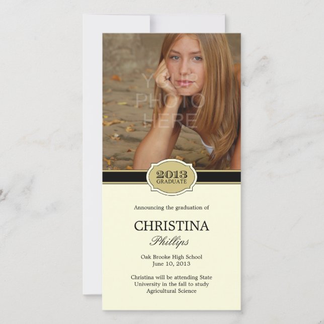 Cartão com fotos de Anúncio de Graduação de Selo E (Frente)