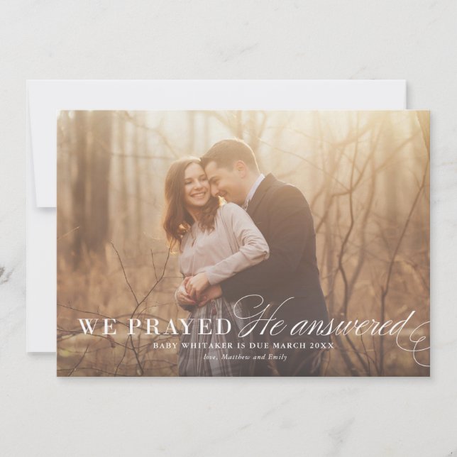 Cartão com fotos de Anúncio de Gravidez de Oração  (Frente)