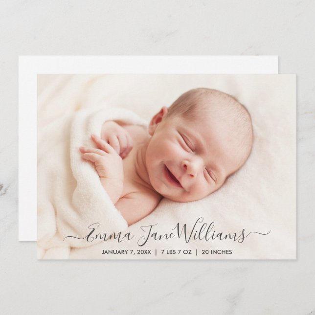 Cartão com fotos de Anúncio de Nascimento Bonito (Frente/Verso)