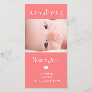 Cartão com fotos de anúncio de nascimento de uma m