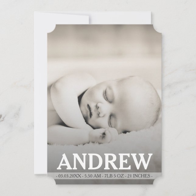 Cartão com fotos de Anúncio de Nascimento do Bebê- (Frente)