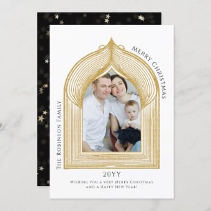 Cartão com fotos de Arca Dourada Elegante