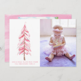 Cartão com fotos de Árvore de Natal Cor-de-Água Ro