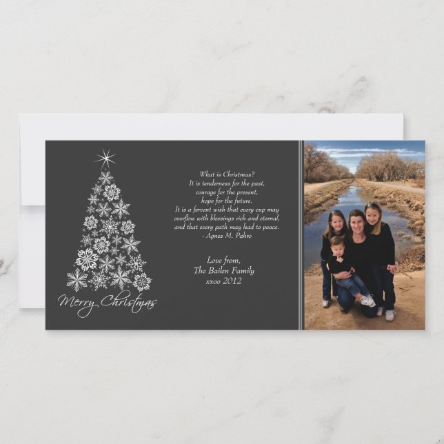 Cartão com fotos de Árvore Natal Preto e Branco (Frente)