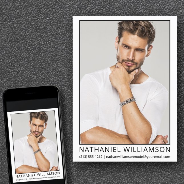 Cartão com fotos de Ator de Modelo do Modern Pro (Customize to change background color, text size, style or to add more photos to back of card.)