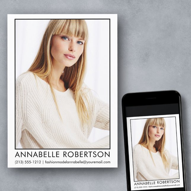 Cartão com fotos de Ator de Modelo Profissional Mo (Customize to change background color, text size, style or to add more photos to back of card.)