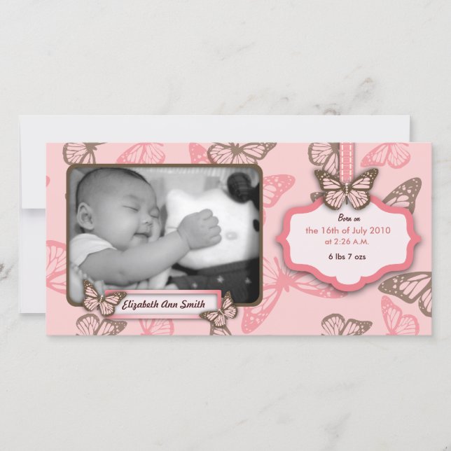 Cartão com fotos de Beijos Butterfly (Frente)