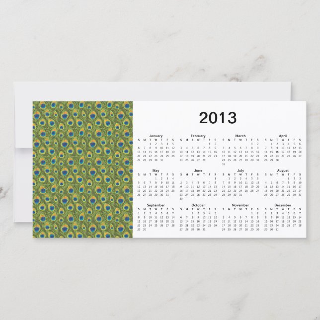 Cartão com fotos de Calendário de 2013 para Penas  (Frente)