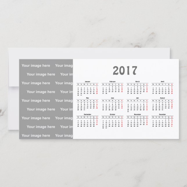 Cartão com fotos de Calendário do modelo 2017 (Frente)