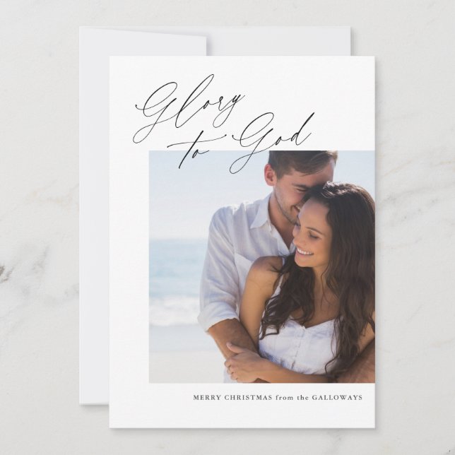 Cartão com fotos de Caligrafia de Natal Cristão (Frente)