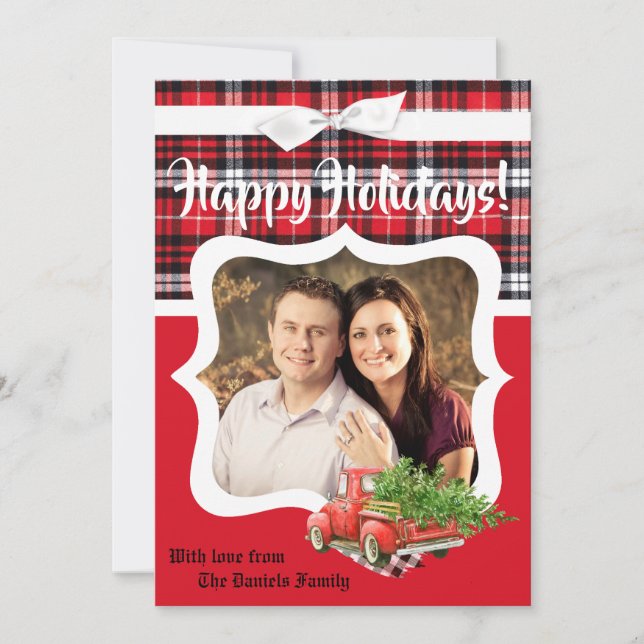cartão com fotos de Caminhão de Natal Vermelho XMA (Frente)
