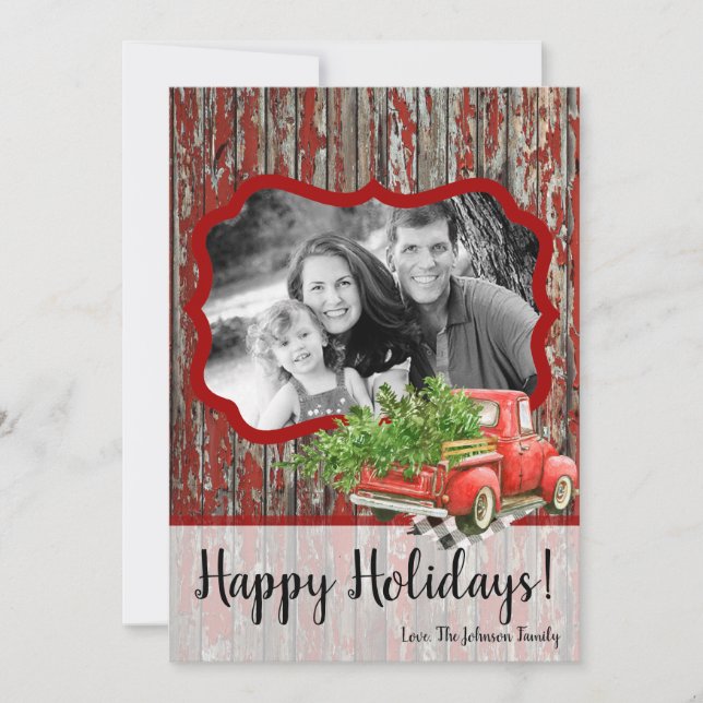 cartão com fotos de Caminhão de Natal Vermelho XMA (Frente)