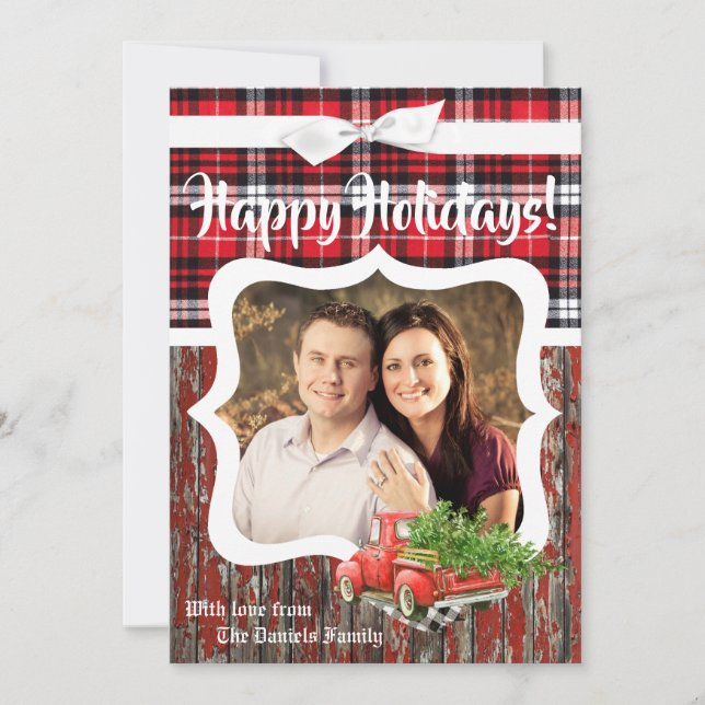 cartão com fotos de Caminhão de Natal Vermelho XMA (Frente)
