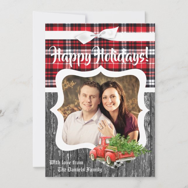 cartão com fotos de Caminhão de Natal Vermelho XMA (Frente)