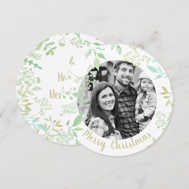 Cartão com fotos de Cartões de natal de Natal Verd (Frente/Verso)