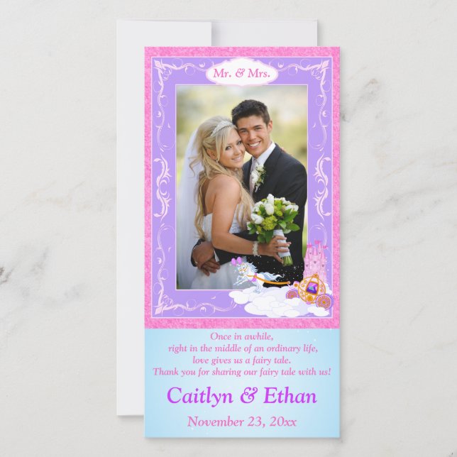 Cartão com fotos de Casamento de Fada de Fada de F (Frente)