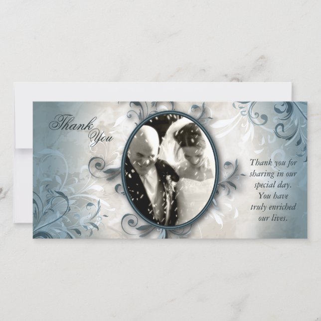 Cartão com fotos De Casamento Obrigado - Folhagem  (Frente)