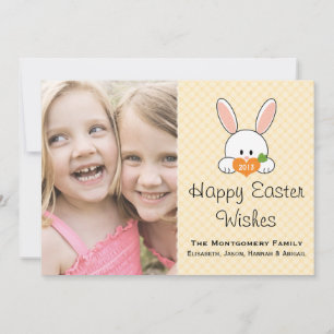 Cartão com fotos de coelho amarelo da Páscoa