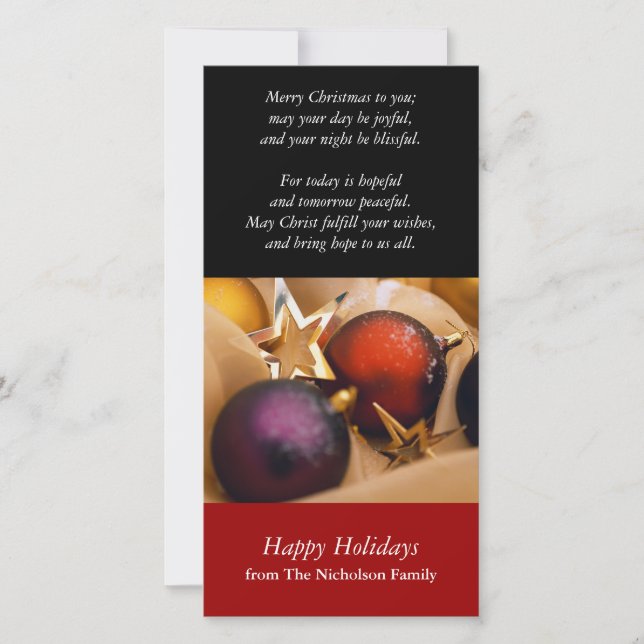 Cartão com fotos de decoração de feriados (Frente)