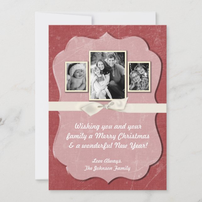 cartão com fotos de Destensão de Grunge Vermelho X (Frente)