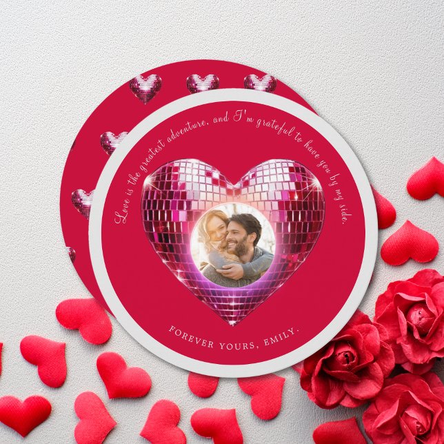 Cartão com fotos de Dia de os namorados com código (Custom Cherry Coded Valentine's Day Photo Card)